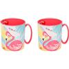 ALMACENESADAN 2746; Confezione da 2 tazze adatte al microonde Fenicottero; Capacità 350 ml, Ogni tazza; Prodotto in plastica; Riutilizzabile; Senza BPA