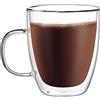 CNGLASS grande tazza da caffè a doppia parete 500ML/17oz tazze da caffè in vetro isolante con maniglia, set di 1