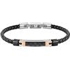 Morellato Bracciale da uomo, Collezione Moody, in pelle, IP nero, acciaio, fibra di carbonio - SQH22