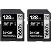 Lexar Professional 1667x Scheda SD 128 GB Set da 2, Scheda di memoria SDXC UHS-II, Fino a 250 MB/s di lettura, Class 10, U3, V60, SD per Fotografi Professionisti, Videografi (LSD1667128G-B2NAA)