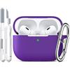 R-fun Custodia per Airpods Pro 2a/1a generazione con set di pulizia, protezione completa in silicone per custodia di ricarica Apple AirPods Pro 2023/2022/2019 [LED anteriore visibile], Viola