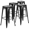 Flash Furniture 4 PK. 76,2 cm alto Backless Black metal indoor-outdoor sgabello con seduta quadrato