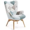 KONTE.DESIGN Poltrona HAVANA in tessuto patchwork Multicolore chiaro, gambe in legno di faggio, 70 x 78 x 96 cm