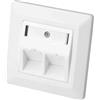 DIGITUS Scatola di giunzione per modulo Keystone - 2 porte - Uscita angolata a 45° - Con coperchio antipolvere - Bianco
