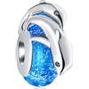 CRISNATA Mamma/bambino delfini di mare su perline blu di vetro di Murano, Fit Pandora Braccialetto Oceano, 925 Argento Sterling giocoso Delfini Charms, primo regalo di giorno della mamma per figlia