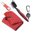 Berfea Spazzola per Mazze da Golf e Pulisci Groove Spazzola con Setole in Nylon e Filo e Plettro Affilato, Golf Kit Accessori di Pulizia,Completo di Asciugamano