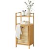 [en.casa] Mobile Portabiancheria in bambù (LxPxA) 40 x 30 x 95 cm con Ripiano Portaoggetti - Incluso Sacco Rimovibile per Bucato