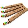 SpiriuS EcoFirst - Set di 4 spazzolini da denti in legno ecologico in bambù, setole medie e dure, biodegradabili