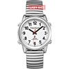 Hearkent Atomic Talking Watch with Large Numbers and Expandable Strap Self-Setting for Visually impaired Blind or Elder People, Fascia elastica color argento, lady size, Bracciale