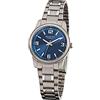 REGENT Orologio da donna con cinturino in titanio, cassa in titanio e fibbia deployante, piccolo, leggero, numeri arabi al quarzo, diametro 27 mm, Blu