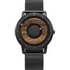 EUTOUR Orologio in Legno da Uomo Magnetico Moda Semplice Nessun Vetro Cuscinetto a Sfera Quarzo Orologi da Polso da Uomo con Cinturino in Acciaio Inossidabile Nero