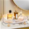 CESTATIVO Organizzatore di Profumo di Trucco, Vassoio Cosmetico, Vassoio Comò Decorativo, Vassoio Vanity Bagno per Toiletteria, Prodotti per la Cura della Pelle (Chiaro)