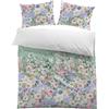HOMHOMHA Fiori Copripiumino Matrimoniale 240x220 e 2 Federa 50x80cm Completo Copripiumino Estivo Verde Fiori Poliestere Biancheria Da Letto Utilizzabile In Tutte Le Stagioni