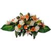 DRW Centro Fiori Artificiali Cimitero, Santi, Chiese, Anniversari, Cerimonie, Matrimoni Arancione Salmone e Bianco con Lilium, Rose e Margherite 75x24x30 cm