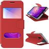 N NEWTOP Cover Compatibile per Samsung Galaxy J6 Plus, HQ Windows Notifiche Display Risposta Finestra Custodia Libro Flip Magnetica Simil Pelle Stand Protettiva (Rosso)