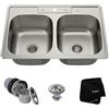 Kraus KTM33 83,8 cm Topmount 50/50 double Bowl 18 gauge stainless steel Kitchen Sink, KTM33