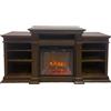 Your Self Srl Camino elettrico caminetto da terra BIDEN in legno Marrone L179 x P48 x H85
