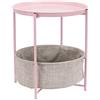 Amazon Basics tavolino lato divano rotondo con spazio per stoccaggio, rosa cipria con tessuto melange grigio, 44.96 x 44.96 x 48 cm