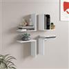 Set 2 mensole decorative 90x17,5 cm in legno bianco - Tetris