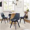 DEGHI Set 4 sedie similpelle blu gambe in legno con cuscino - Alborg Lux