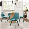 DEGHI Set 4 sedie similpelle blu petrolio gambe in legno con cuscino - Alborg Lux