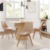 DEGHI Set 4 sedie similpelle cappuccino gambe in legno con cuscino - Alborg Lux