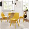 DEGHI Set 4 sedie similpelle giallo gambe in legno con cuscino - Alborg Lux