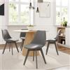 DEGHI Set 4 sedie similpelle grigio gambe in legno con cuscino - Alborg Lux