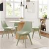 DEGHI Set 4 sedie similpelle verde gambe in legno con cuscino - Alborg Lux