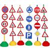 Italveneta Didattica - Set di 24 Segnali Stradali Educativi con Base d'Appoggio, in Plastica Durevole, Altezza 120 cm, Ideali per Apprendimento Sicurezza Stradale, Interno ed Esterno