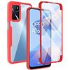 PEIYE Cover per Oppo A16 / Oppo A54s / Oppo A16s, [ Pellicola Protettiva Integrata ], Trasparente 360 Gradi Custodia con TPU Silicone Bumper e PC Retro -Rosso