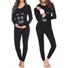 Ekouaer Premaman Cotone Pigiama Donna Pigiama Due Pezzi Premaman Lunga Set Pigiama da Allattamento Abbigliamento Parto Ospedale Invernali, Stelle Grigio-2, XL