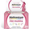 Multicentrum Pre-mamma Integratore Alimentare Multivitaminico Acido Folico Calcio Vitamina D E 30 Compresse