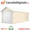 notek Box in Acciaio Zincato Casetta da Giardino in Lamiera Box Auto 3.60 x 9.12 m x h3.07 m - 655 KG - 32.9 metri quadri - BEIGE