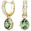 Swarovski Orecchini pendenti Stilla, Taglio Pear, Verdi, Placcato color oro