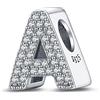 LaMenars Charms con lettere dalla A alla Z, perline in argento sterling 925, adatte a bracciali con zirconi 5A, regali di gioielli di compleanno per donne e ragazze