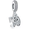 LaMenars 16,18,21,30,50 significativo di ciondoli per Charm 925 Ciondoli in argento Collana con perline, Charm pendente per compleanno Anniversario Festa della mamma (No.50)