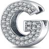 LaMenars Lettera G Charm 925 Perline in Argento Sterling per Braccialetti con 5A Cubic Zirconia, Regali Gioielli di Compleanno Donne Ragazze