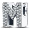 LaMenars Lettera M Charm Perline in Argento Sterling 925 per Braccialetti con Zirconia Cubica 5A, Regali Gioielli di Compleanno Donne Ragazze