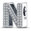 LaMenars Ciondolo Lettera N Argento 925 Perline per Braccialetti con Zirconia Cubica 5A, Regali Gioielli di Compleanno Donne Ragazze