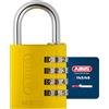 ABUS Lucchetto a Combinazione 145/40 Giallo - Lucchetti Numerici per Valigie e Armadietti - Lucchetto a Catenaccio in Alluminio - Codice Numerico Regolabile - Livello Sicurezza ABUS 4