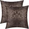 CaliTime - Confezione da 2 federe per cuscini per divano, per la decorazione della casa, stile vintage damascato floreale brillante e contrasto opaco 45 x 45 cm, caffè