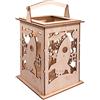 Rayher 62894505 Lanterna legno razzo c.manico,FSCMixCred, naturale, 15,3x15,3x26,5cm, 15pz, box 1set