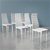DEGHI Set 6 sedie in similpelle bianca e gambe in metallo - Flaia