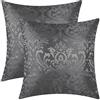 CaliTime Copricuscino Confezione da 2 copertine per cuscini vintage Damasco floreale Shining & Dull Contrast, 45 x 45 cm, grigio scuro