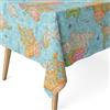 Martina Home Tovaglia resinata Mapamundi, rotonda, 140 cm, colore: blu
