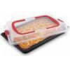 Dr. Oetker DR OETKER Teglia Multiuso Bake&Go 42x29x4 cm Con Coperchio Ermetico, Per Cuocere Conservare Trasportare Dolci Torte Pizze Pasticcini, Acciaio Antiaderente Di Alta Qualità, Facile Pulizia