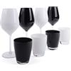 Excelsa Color Wine Set Calici e Bicchieri, Vetro, Bianco e Nero, 8 Unità, 30 cl