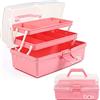 Creahaus Scatola portaoggetti multiuso da 30,5 cm, organizer, cassette degli attrezzi, valigetta per arti e bricolage, per cucito, organizer, scatola medica, cassetta di pronto soccorso(rosa)