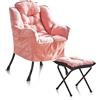 Hapihom Sedia moderna Lazy Chair con pouf singolo, per il tempo libero, con braccioli, tasche laterali, poltrona lounge contemporanea per camera da letto, balcone, ufficio, camoscio rosa + pedale